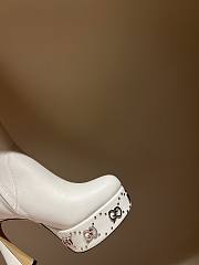 Fortok Gucci Logo-sole 75 Leather Platform Boots White - 4