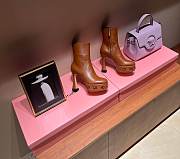 Fortok Gucci Logo-sole 75 Leather Platform Boots Brown - 1