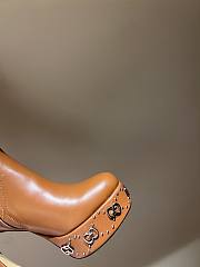 Fortok Gucci Logo-sole 75 Leather Platform Boots Brown - 4
