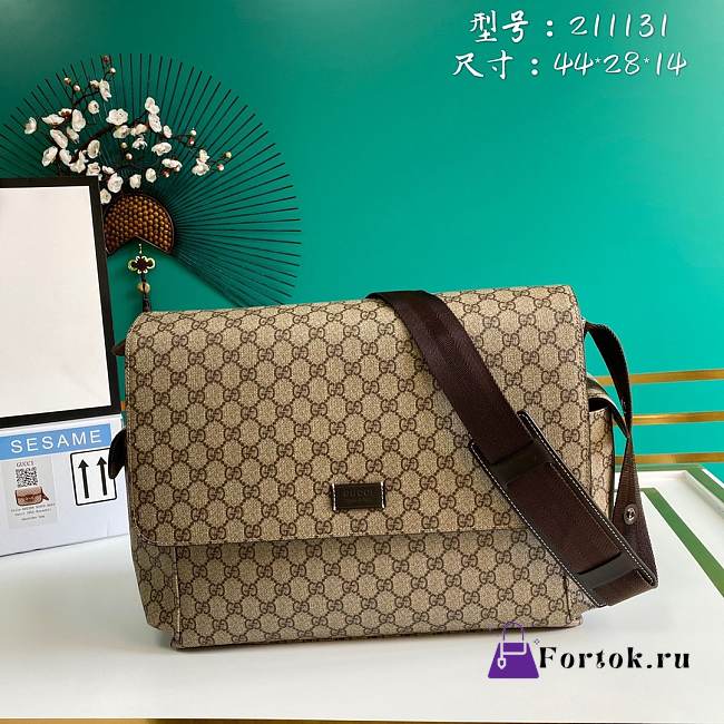 Fortok Gucci GG Messenger Diaper Bag Tan 44x28x14cm - 1