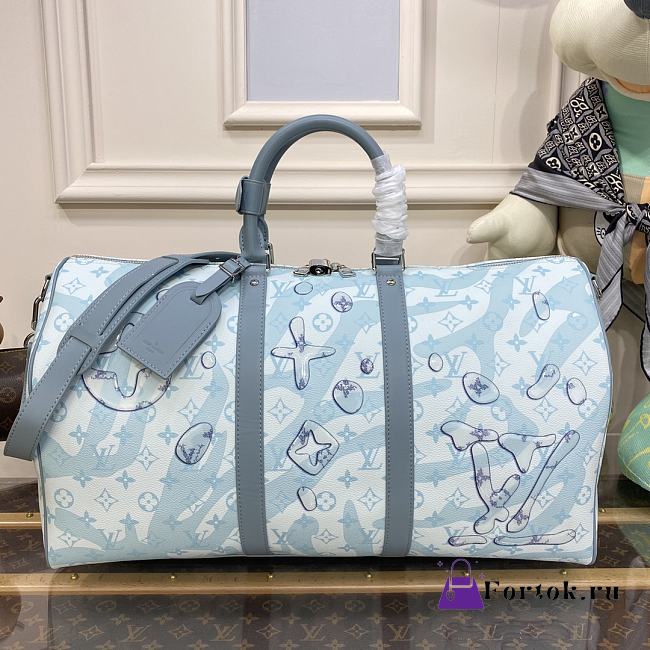 Fortok Louis Vuitton Keepall Bandoulière 50 Monogram Aquagarden Canvas M22570 50x29x23cm - 1