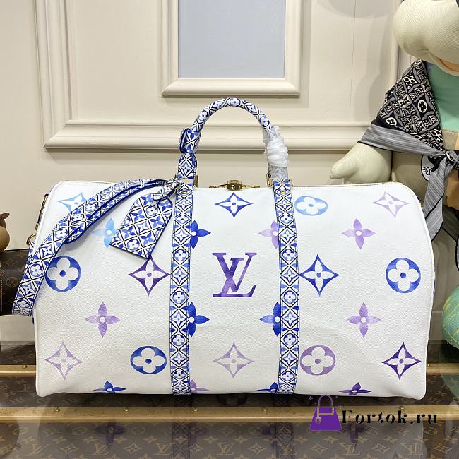 Fortok Louis Vuitton Keepall Bandoulière Travel Bag Blue M10254 50cm - 1
