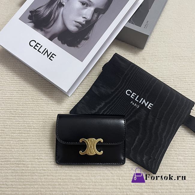 Fortok Celine Triomphe Wallet Black 10.5x7x1cm - 1