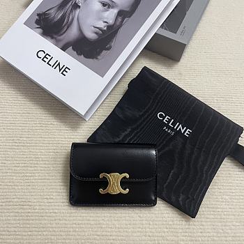 Fortok Celine Triomphe Wallet Black 10.5x7x1cm