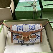 Fortok Gucci Horsebit 1955 Double G Mini Bag Beige and Blue 18x12x5cm - 1