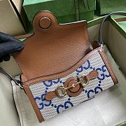 Fortok Gucci Horsebit 1955 Double G Mini Bag Beige and Blue 18x12x5cm - 5