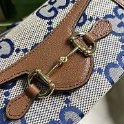 Fortok Gucci Horsebit 1955 Double G Mini Bag Beige and Blue 18x12x5cm - 3