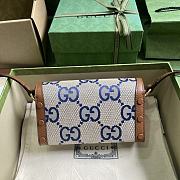 Fortok Gucci Horsebit 1955 Double G Mini Bag Beige and Blue 18x12x5cm - 4