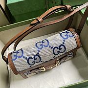 Fortok Gucci Horsebit 1955 Double G Mini Bag Beige and Blue 18x12x5cm - 2