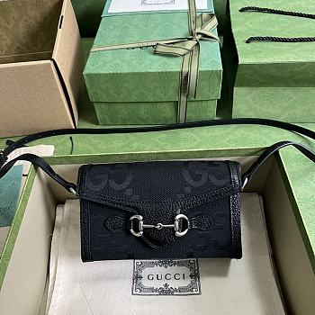 Fortok Gucci Horsebit 1955 Double G Mini Bag Black 18x12x5cm