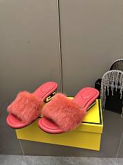 Fortok Fendi 2023SS Mink Fur FF Baguette Heel Slides Orange - 1