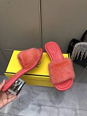 Fortok Fendi 2023SS Mink Fur FF Baguette Heel Slides Orange - 2