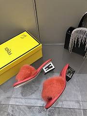 Fortok Fendi 2023SS Mink Fur FF Baguette Heel Slides Orange - 4