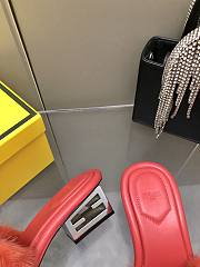 Fortok Fendi 2023SS Mink Fur FF Baguette Heel Slides Orange - 6