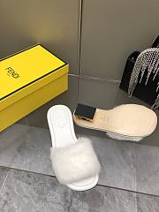 Fortok Fendi 2023SS Mink Fur FF Baguette Heel Slides White - 6
