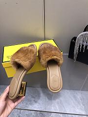 Fortok Fendi 2023SS Mink Fur FF Baguette Heel Slides Brown - 6