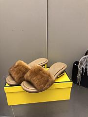 Fortok Fendi 2023SS Mink Fur FF Baguette Heel Slides Brown - 5
