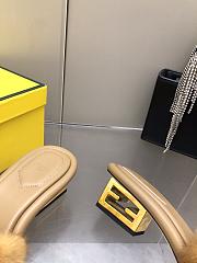 Fortok Fendi 2023SS Mink Fur FF Baguette Heel Slides Brown - 4