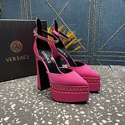 Fortok Versace Aevitas Pointy Stud Pink Leather Platform Pumps - 1