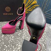 Fortok Versace Aevitas Pointy Stud Pink Leather Platform Pumps - 5