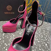 Fortok Versace Aevitas Pointy Stud Pink Leather Platform Pumps - 4