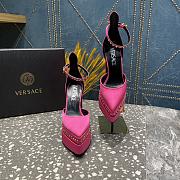 Fortok Versace Aevitas Pointy Stud Pink Leather Platform Pumps - 2