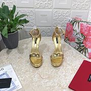 Fortok Dolice & Gabana DG Big Gold Buckle Heel Sandals in Gold - 6