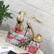 Fortok Dolice & Gabana DG Big Gold Buckle Heel Sandals in Gold - 3