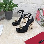 Fortok Dolice & Gabana DG Big Gold Buckle Heel Sandals in Black - 1