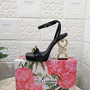 Fortok Dolice & Gabana DG Big Gold Buckle Heel Sandals in Black - 6