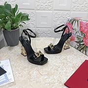 Fortok Dolice & Gabana DG Big Gold Buckle Heel Sandals in Black - 5