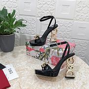 Fortok Dolice & Gabana DG Big Gold Buckle Heel Sandals in Black - 2