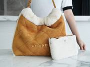 Fortok Chanel Lambskin Plain Leather Shearling Tote Bag 39x42x8cm - 4