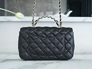 Fortok Chanel Rhinestone Top Handle Bag Black 20x7x12cm - 2