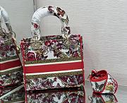 Fortok Dior Lady D-Lite Bag Multicolor Butterfly Embroidery M0565 24x20x11cm - 4