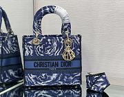 Fortok Dior Lady D-Lite Embroidery Bag Blue M0565 24x20x11cm - 4