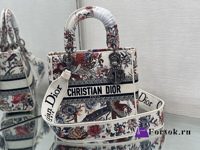 Fortok Dior Lady D-Lite Bag Ecru Multicolor Dior Jardin d’Hiver Embroidery 24x20x11cm - 1