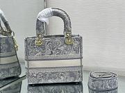 Fortok Dior Lady D-lite Gray Toile de Jouy Reverse Embroidery Bag 24x20x11cm - 5