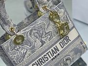 Fortok Dior Lady D-lite Gray Toile de Jouy Reverse Embroidery Bag 24x20x11cm - 4