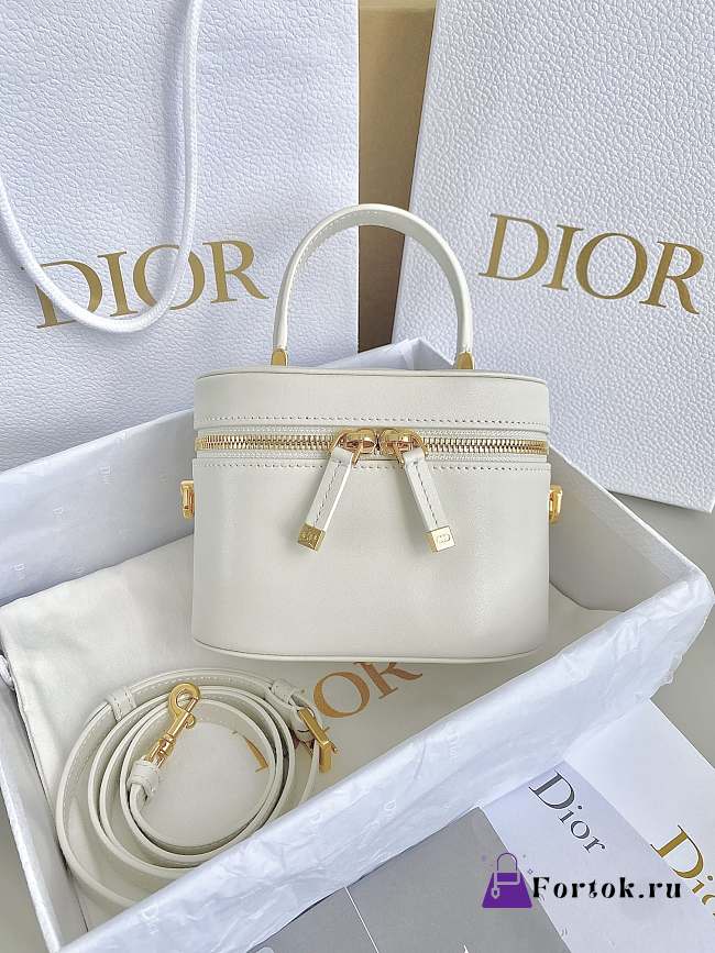 Fortok Dior Signature Vanity Cosmetic Case White 16×11×9.5cm - 1