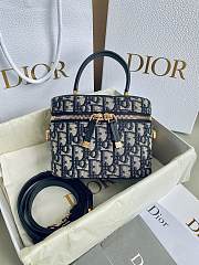 Fortok Dior Signature Vanity Case Blue Oblique Jacquard 16×11×9.5cm - 1