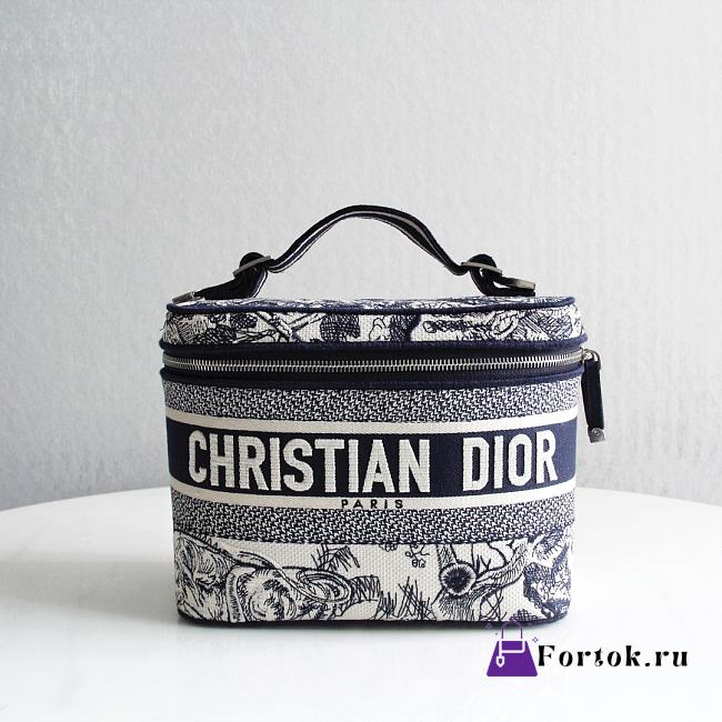 Fortok Dior Vanity Case Bag Navy Blue 24x17x13.5cm - 1