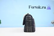 Fortok Chanel 22A Navy Blue Ecru Tweed Quilted 19 Flap Small Mixed Hardware 25cm - 2