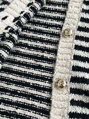 Fortok Dior Marinière Cardigan Ecru and Black Technical Cotton, Wool and Mohair Knit - 4