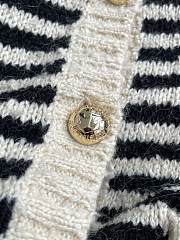 Fortok Dior Marinière Cardigan Ecru and Black Technical Cotton, Wool and Mohair Knit - 2