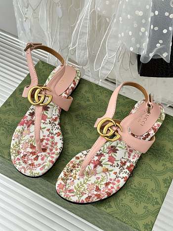 Fortok Gucci Double G Thong Sandals Rose Pink