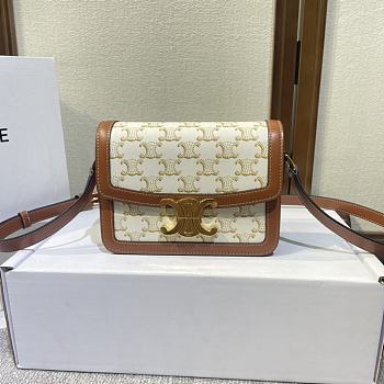 Fortok Celine Teen Triomphe Bag White Brown 18.5x14x6cm