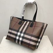 Fortok Burberry E-Canvas Check Tote Dark Birch Brown 34x14x28cm - 3