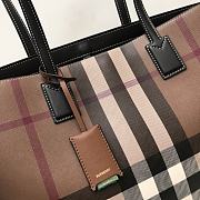 Fortok Burberry E-Canvas Check Tote Dark Birch Brown 34x14x28cm - 2