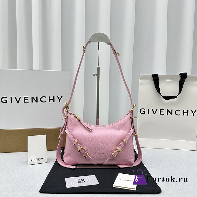 Fortok Givenchy Pink Voyou Party Leather Shoulder Bag 24x18x3.5cm - 1